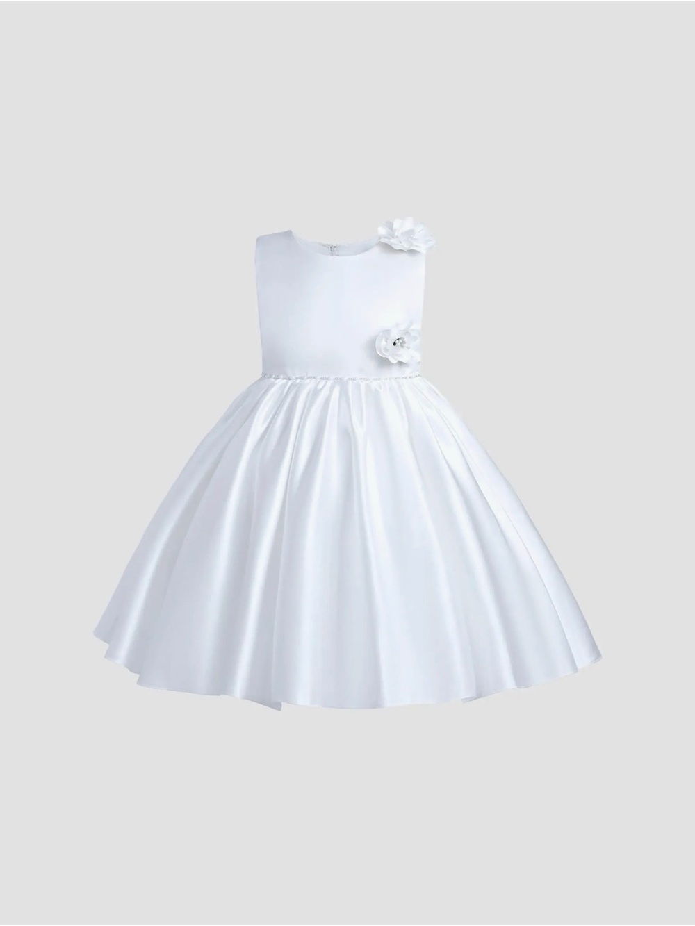 $200 Tulleen White Satin Flower Girl's Denali Dress Size 6